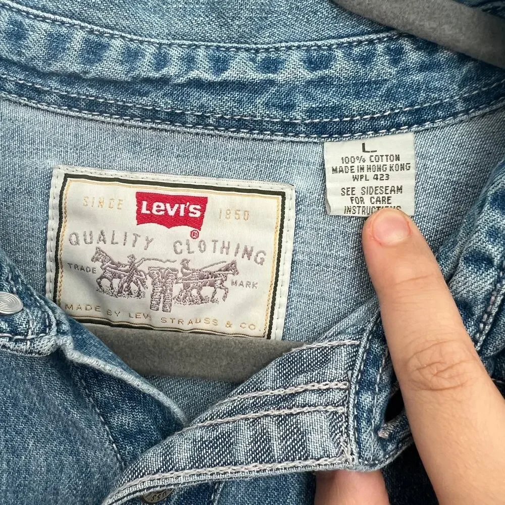 Vintage Levi's Red Tab Denim Button-Down Shirt L Western Cowboy Core Workwear